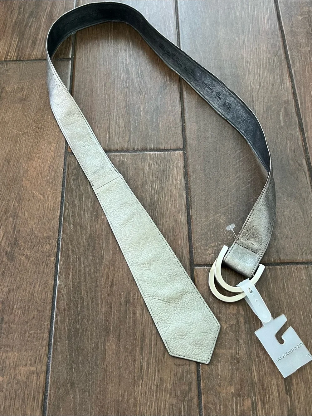 Vintage 90s Metallic Silver Liz Claiborne Leather Belt size L